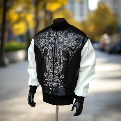 Gothic style stitching baseball leather jacket autumn loose trend coat