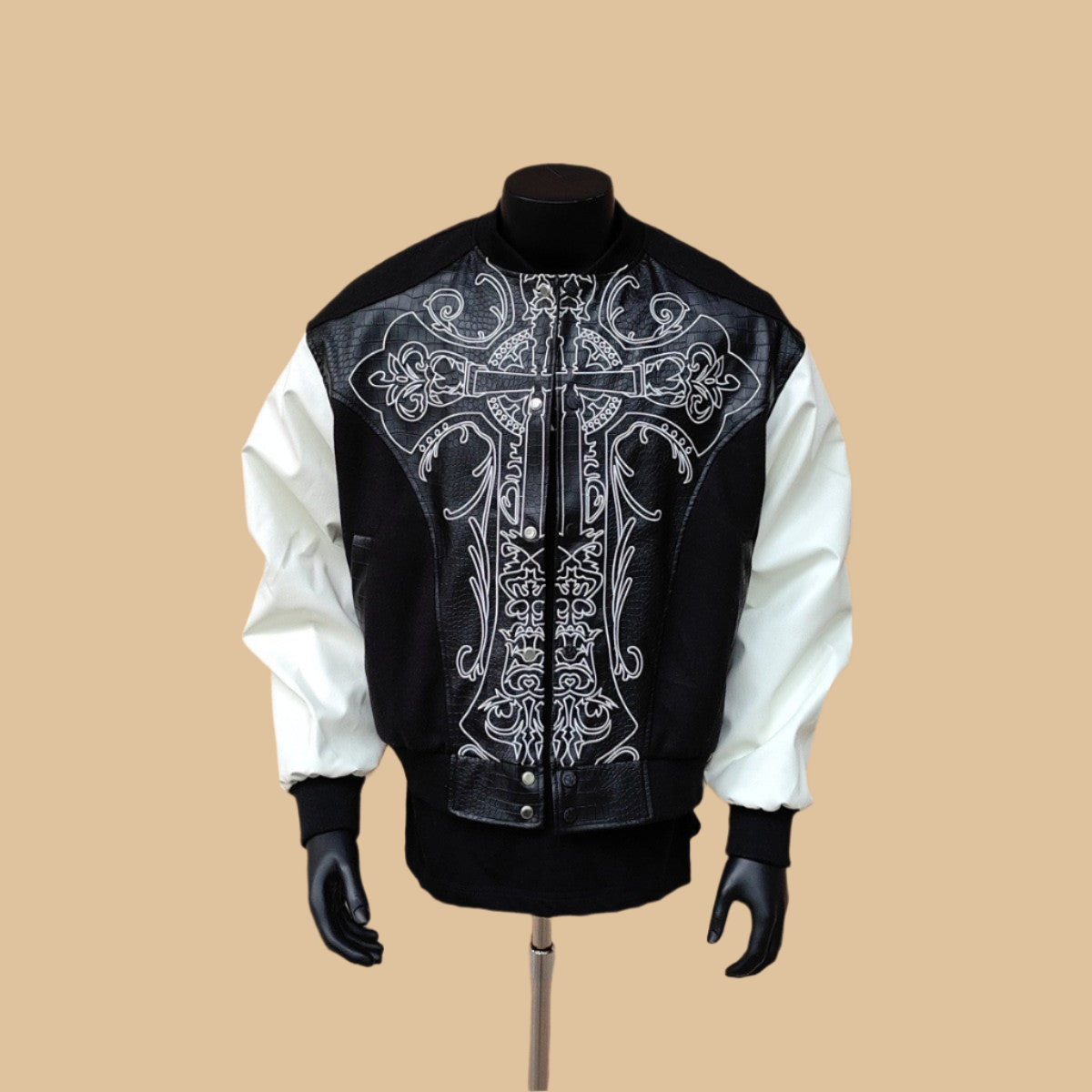 Gothic style stitching baseball leather jacket autumn loose trend coat