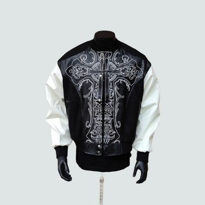 Gothic style stitching baseball leather jacket autumn loose trend coat