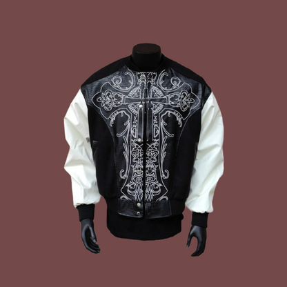 Gothic style stitching baseball leather jacket autumn loose trend coat