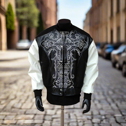 Gothic style stitching baseball leather jacket autumn loose trend coat