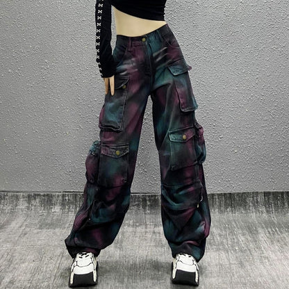 Cargo painted multi-pocket versatile casual pants