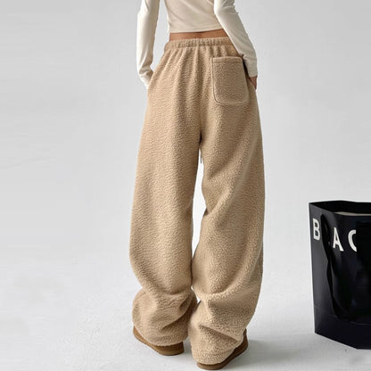 Polar fleece sweatpants women winter high waist casual warm pants