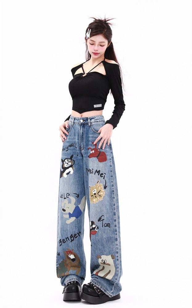 Jeans Women's High Waist Loose Straight Leg Casual Wide Leg Pants