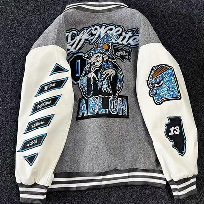 Unisex-Jacke zum Spleißen einer lässigen Baseballjacke mit Grafik