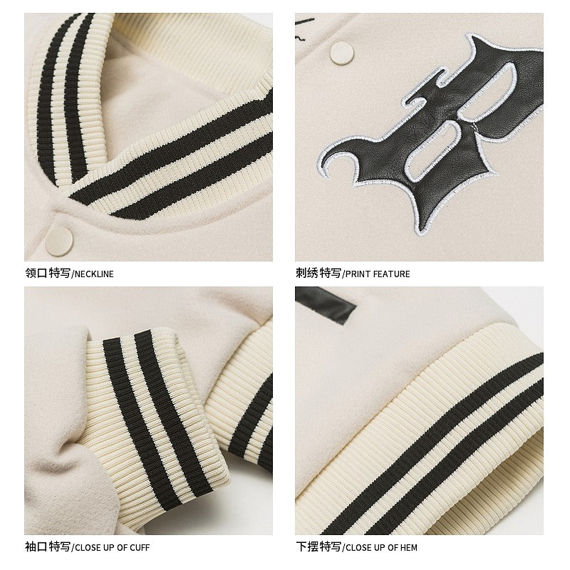 Baseball jacket men's autumn trendy couple loose woolen coat