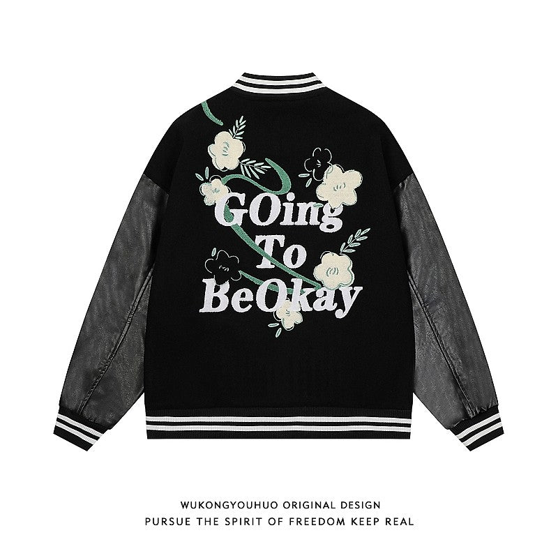 Flower towel embroidery letter stitching baseball jacket