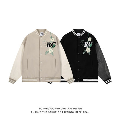 Flower towel embroidery letter stitching baseball jacket