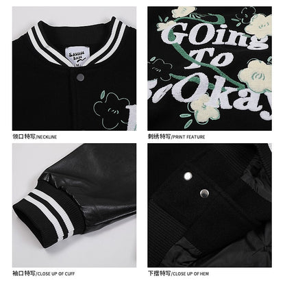 Flower towel embroidery letter stitching baseball jacket