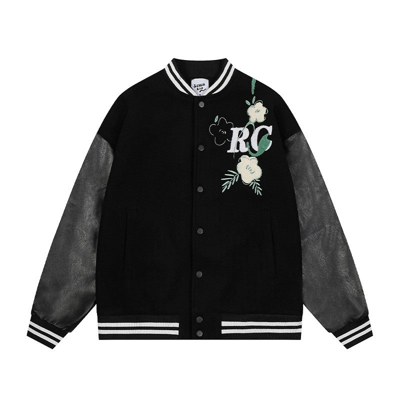 Flower towel embroidery letter stitching baseball jacket