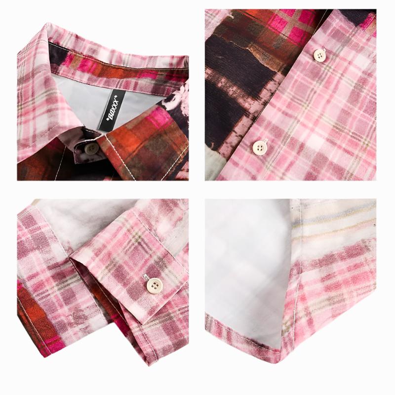 Long-sleeved shirt men's autumn loose unisex plaid shirt