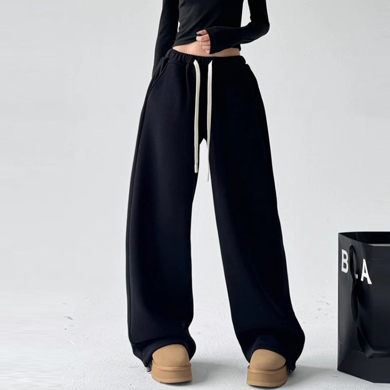 High waist drawstring drape slimming rest women wide leg pants