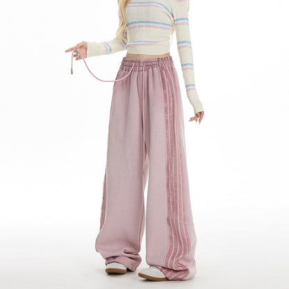 Women striped sweatpants women jazz dance pink wide-leg sweatpants