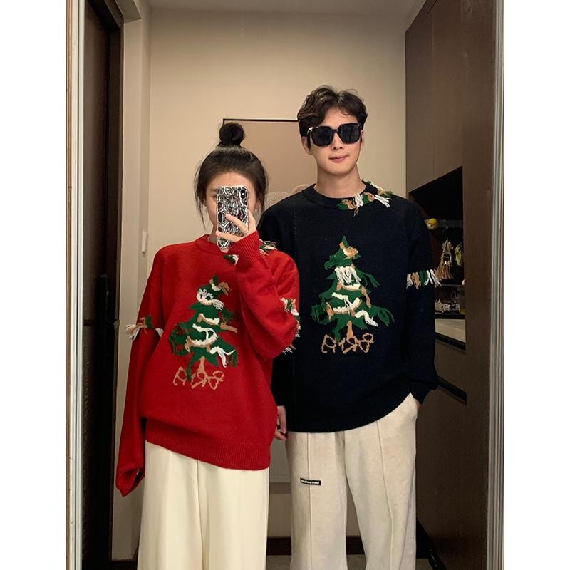 Christmas tree sweater red battle robe new one-piece suit oversize