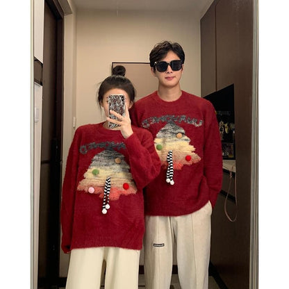 Christmas unisex couple outfit winter sweater red new year battle suit