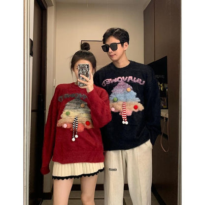 Christmas unisex couple outfit winter sweater red new year battle suit