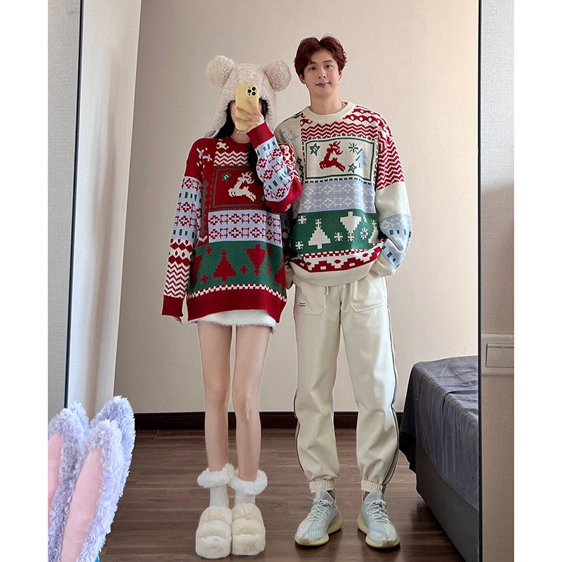 Christmas couple outfit winter new super hot sweater