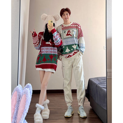 Christmas couple outfit winter new super hot sweater