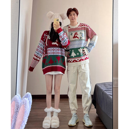 Christmas couple outfit winter new super hot sweater