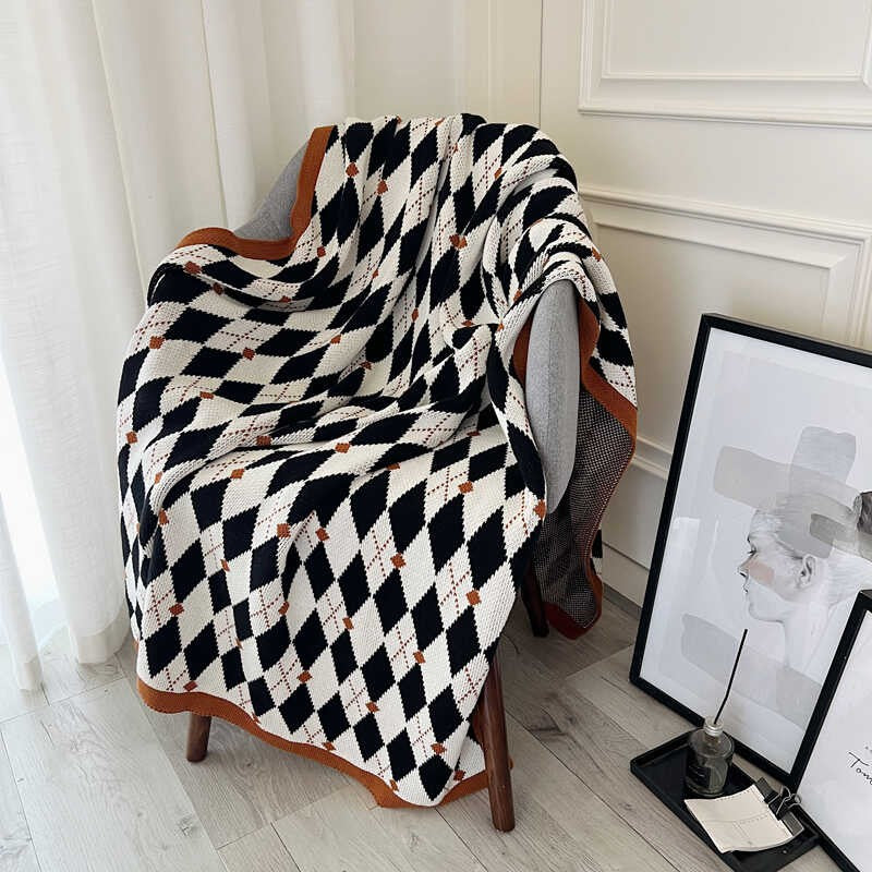 Summer light luxury retro sofa blanket high-end single blanket nap office air conditioning shawl pure cotton aviation blanket