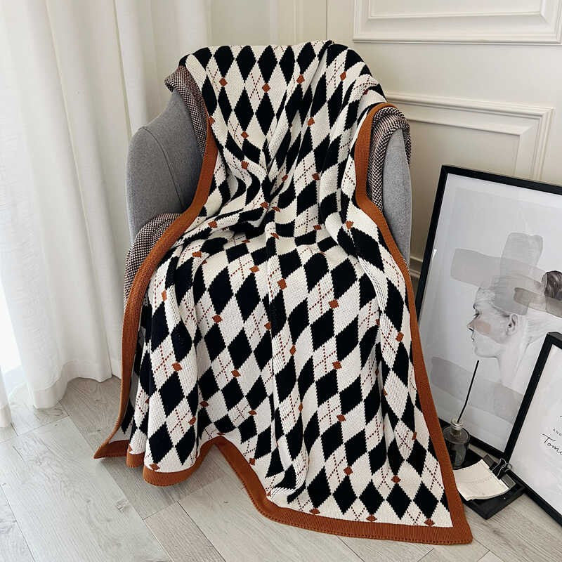 Summer light luxury retro sofa blanket high-end single blanket nap office air conditioning shawl pure cotton aviation blanket