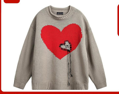 Love round neck pullover sweater for men and women lazy style couple bottoming sweater