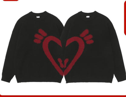 Maglione lavorato a maglia da uomo Love Couple, marchio di moda rosso, casual, versatile