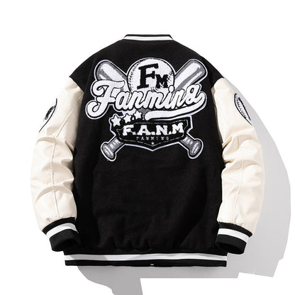 Thickened cotton baseball jacket winter, men and women stitching jacket jacket