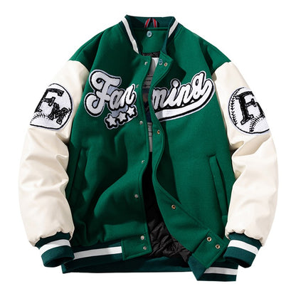 Thickened cotton baseball jacket winter, men and women stitching jacket jacket