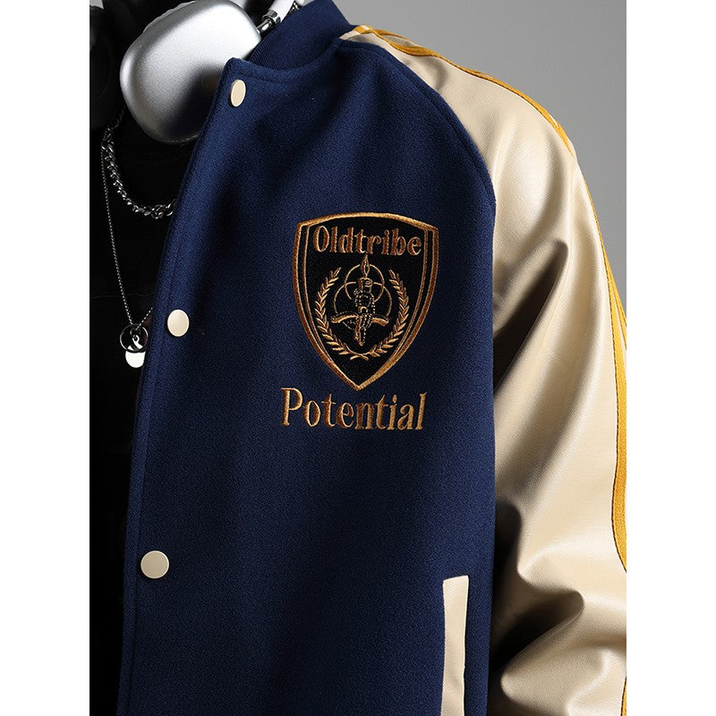 Striped stitching baseball jacket casual jacket clean fit jacket for men