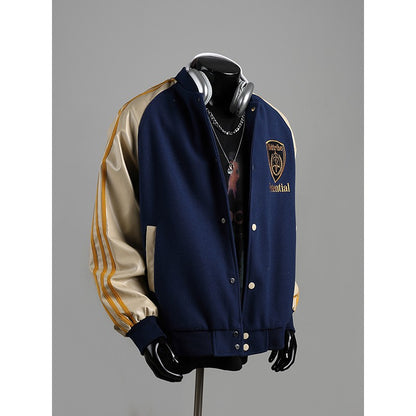 Striped stitching baseball jacket casual jacket clean fit jacket for men