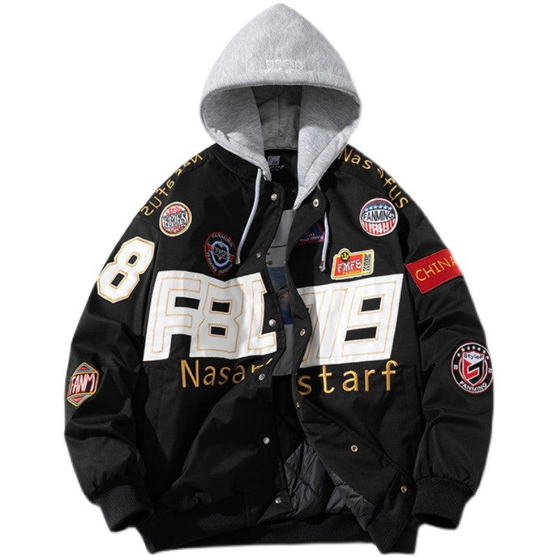 Winter trendy baseball jacket oversize racing suit embroidered jacket