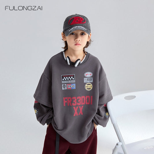 Children's clothing winter boys and girls new models for middle and large children loose plus velvet thick warm bottoming children's sweatshirt