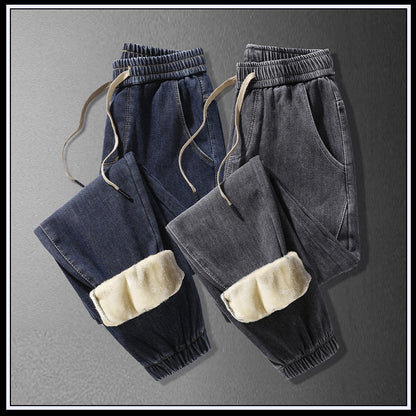 Warm denim jeans for men thickened autumn winter cold resistant trouser men pants