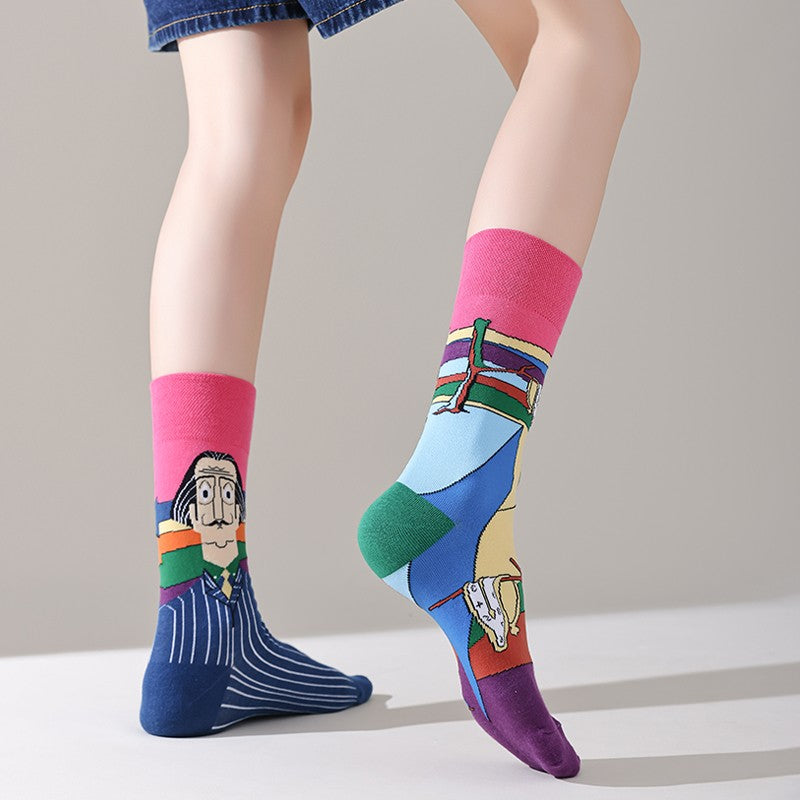 Trendy socks original men and women cartoon creative middle tube cotton socks