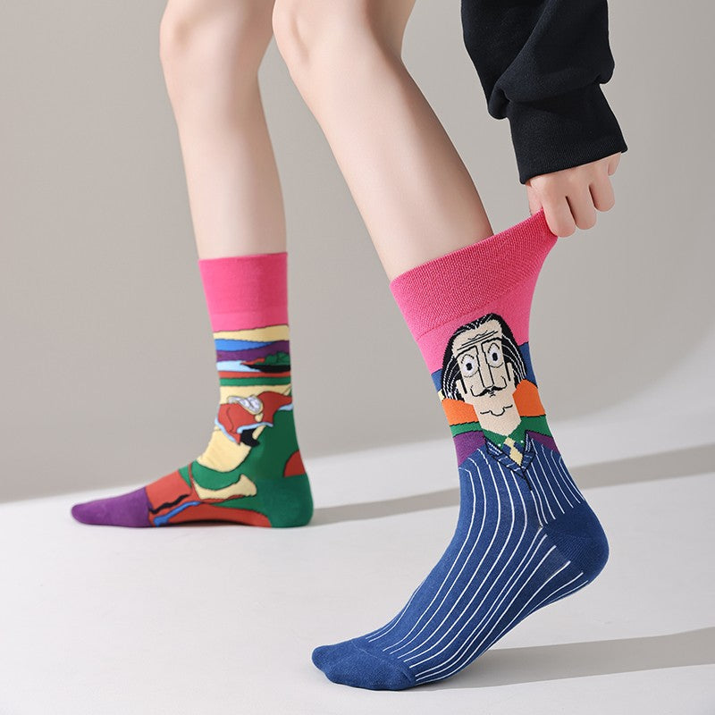 Trendy socks original men and women cartoon creative middle tube cotton socks