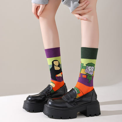 Trendy socks original men and women cartoon creative middle tube cotton socks