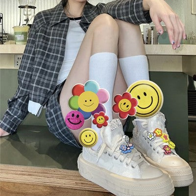 Smiley face pendant canvas shoes for women