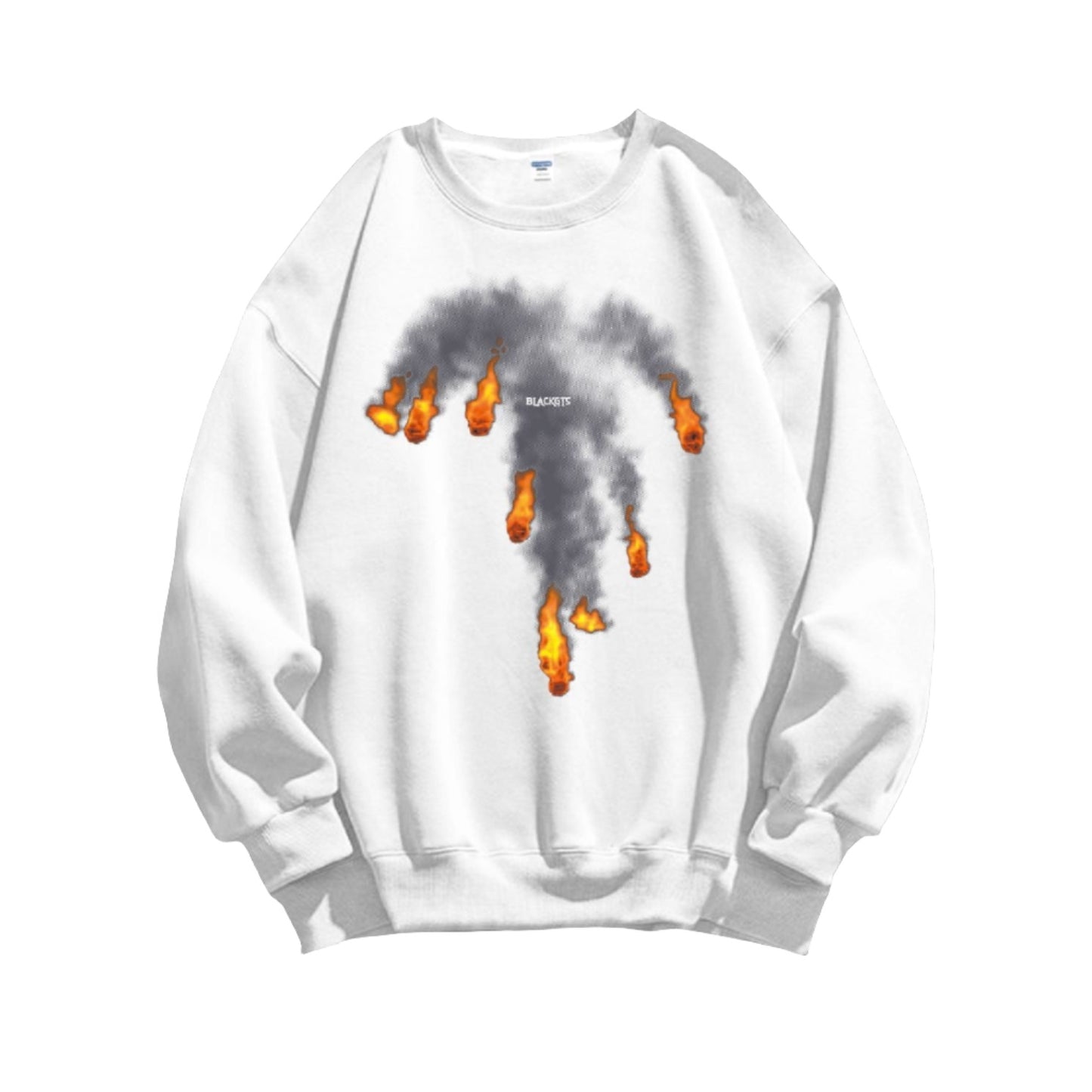 Flame graphic cotton sweatshirt unisex oversize round neck top