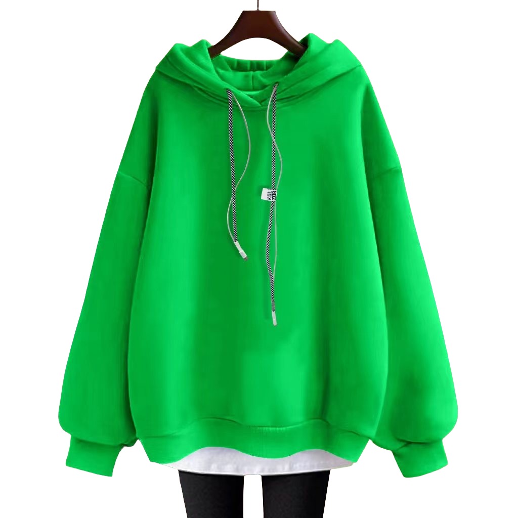 Black hoodie women's loose medium length hoodies