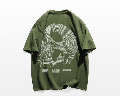 Oversize t-shirt vintage street hip-hop skull print cotton T-shirt