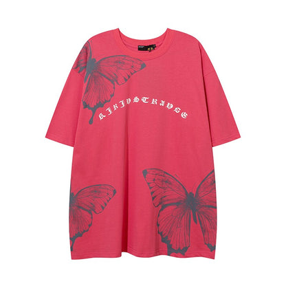 Unsex summer new tie-dye butterfly male and female couple oversize casual T-shirt