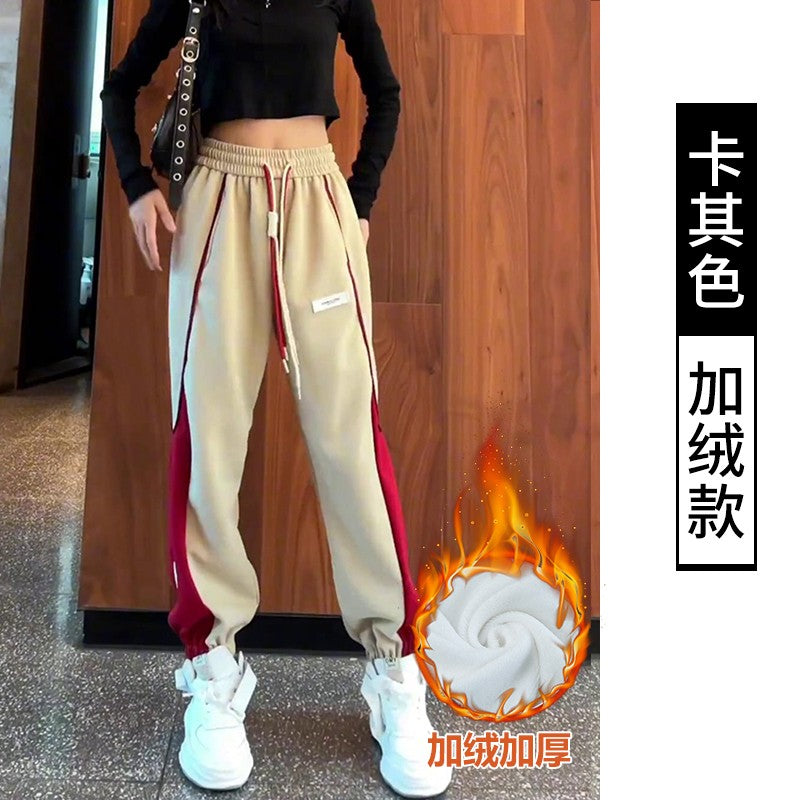 Black plush sanitary pants women's sweatpants