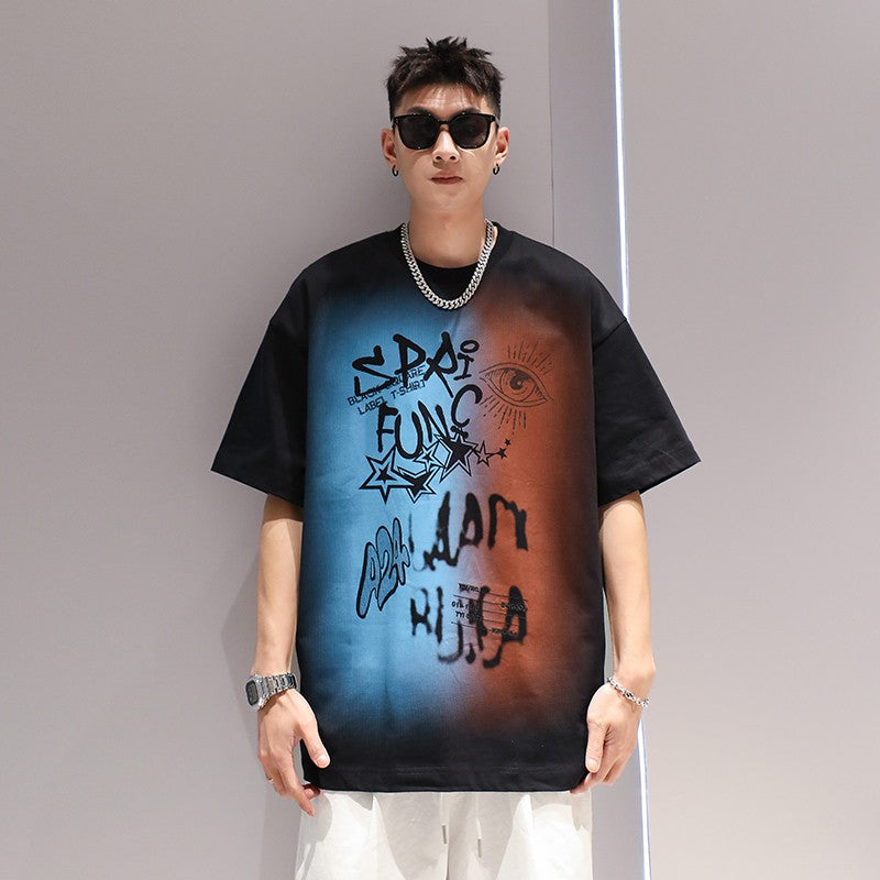 T-shirt creative color-blocking men's summer half-sleeved T-shirt