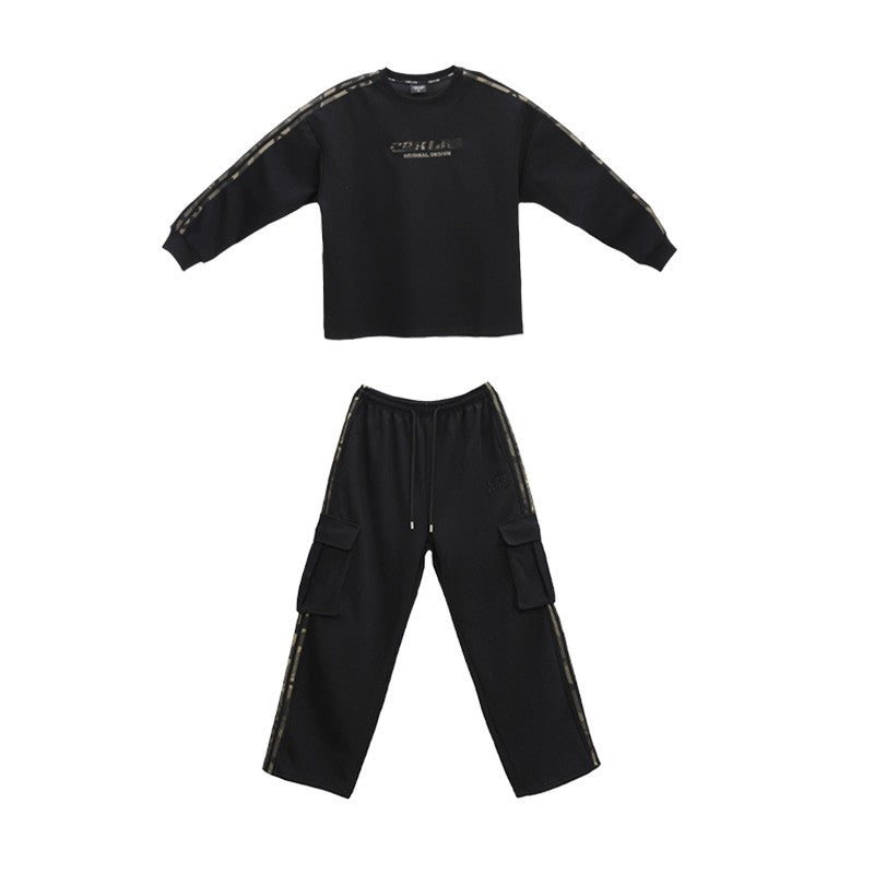 Two pieces hip-hop simple unisex splicing suit