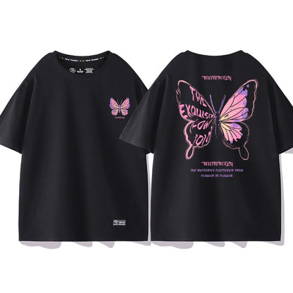 Butterfly pattern t-shirt pure cotton loose fit