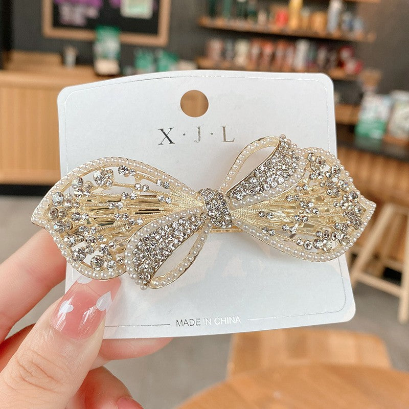 Rhinestone bow large hairpin, top hair clip