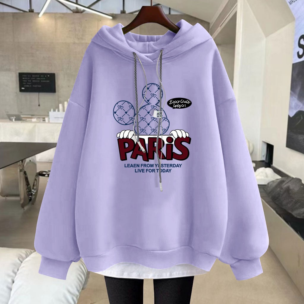 Hoodies cartoon letter mid-length jacket