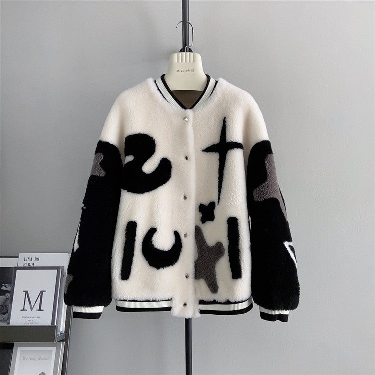 Giacca da baseball unisex in pura lana, cappotto in lana d'agnello