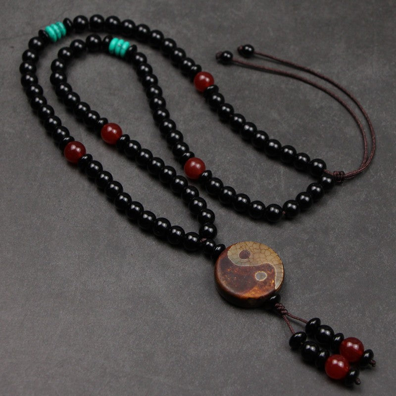 Ancient beaded men's fashion simple stretchable collarbone necklace